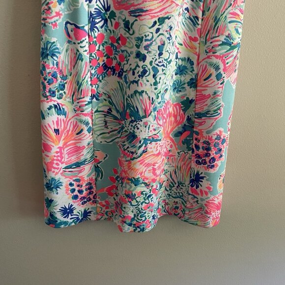 Lilly Pulitzer Sz XS Serene Blue Gypsea Preppy Tropical Arden Fringe Shift Dress - Picture 3 of 12